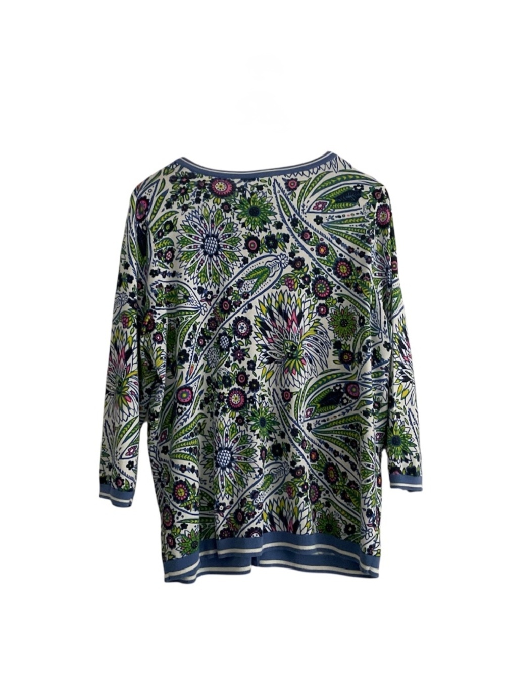 Talbots Paisley Floral Button Front Cardigan Sweater XL Blue Mature Coastal Chic - Picture 3 of 10